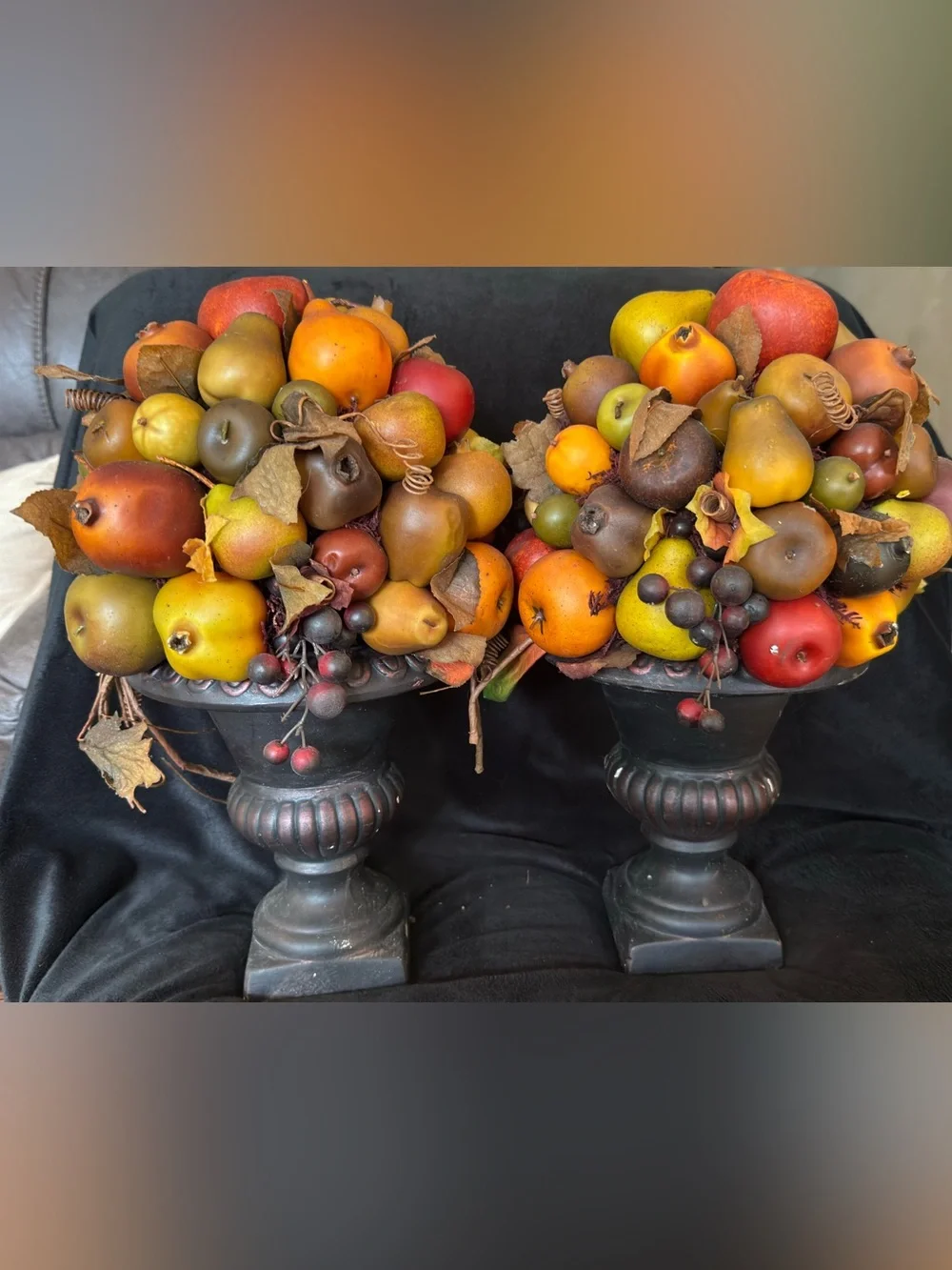 Decorative Faux Fruit Topiary Pair - Multicolor